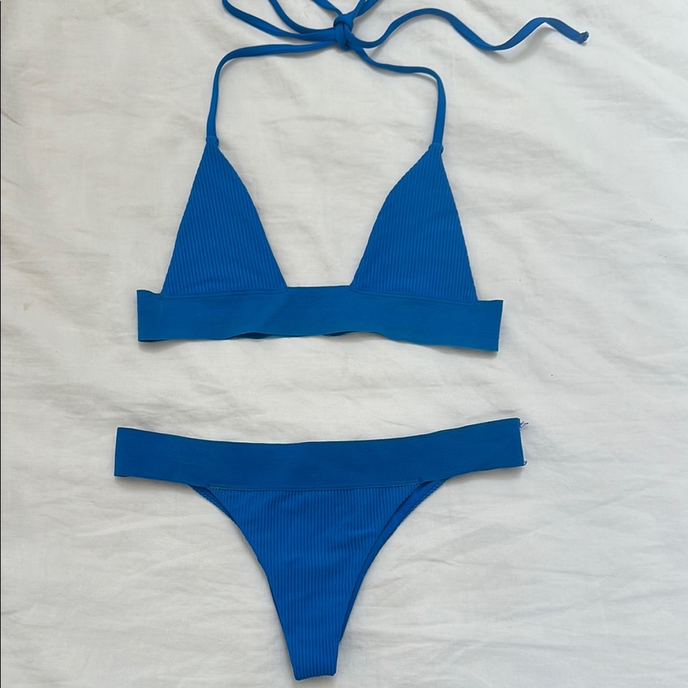 Frankie's Bikinis Blue Bikini Set